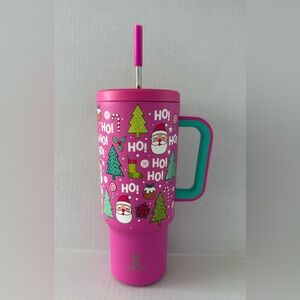 Meoky 40oz Festive Pink Holiday Tumbler with Straw